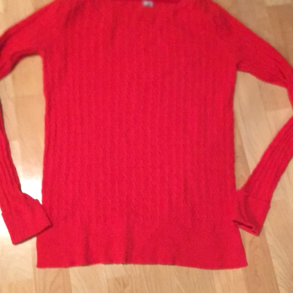 Women’s cable knit crew neck sweater JC Penny large coral/orange